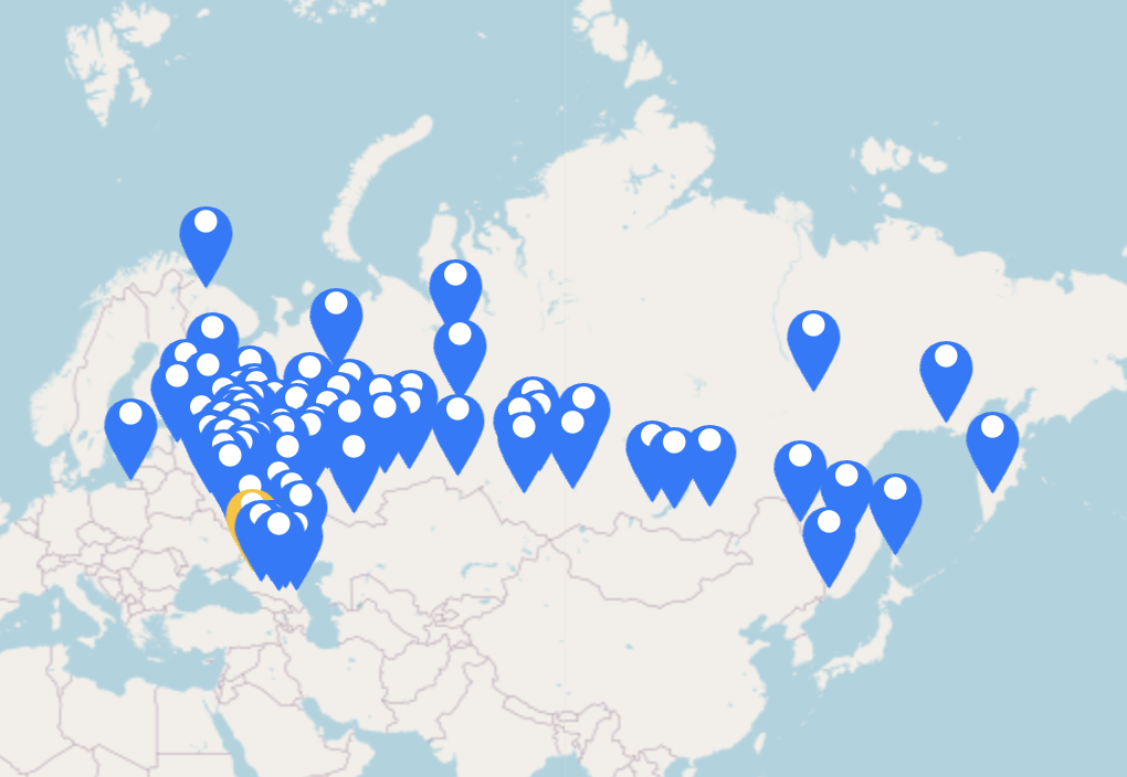 The GDP's map of detention centres in Russia (https://www.globaldetentionproject.org/detention-centres/map-view)